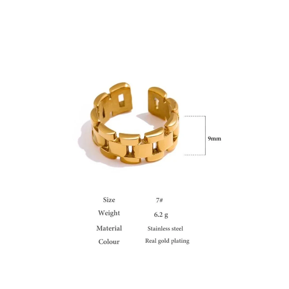 NEW 18K Gold Plated Link Chain Ring